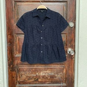 Madewell Blue Mesh Blouse